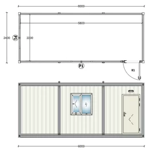 Bungalow de chantier 6x2.4m