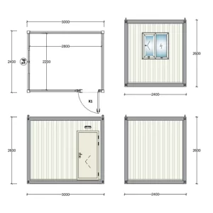 Bungalow de chantier 3x2.4m
