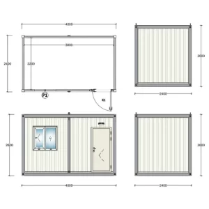 Bungalow de chantier 4x2.4m