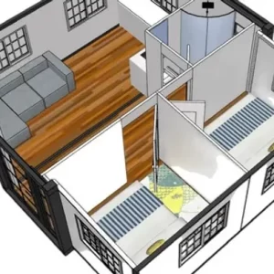 Conteneur Mobile - Tiny House avec Deux Chambres et Cuisine, modèle 2024